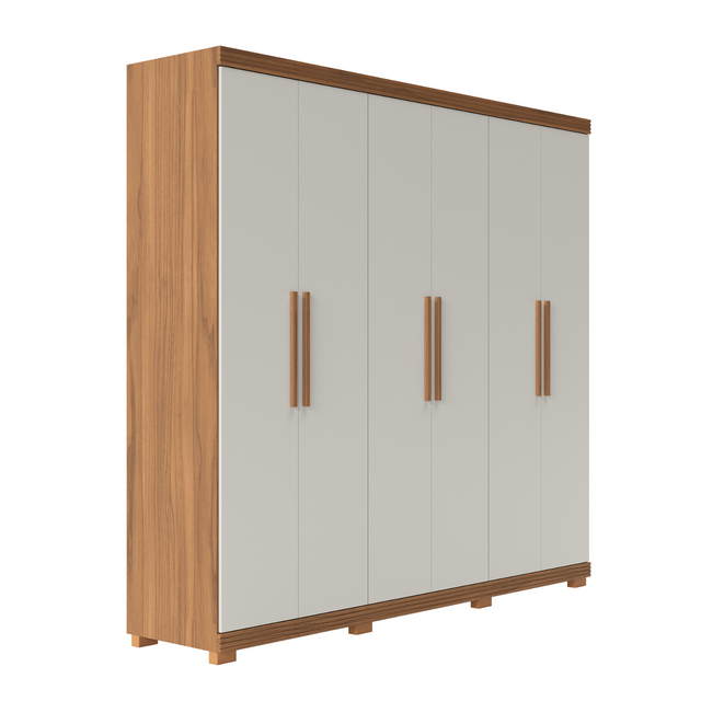 Guarda-Roupa Casal 6 Portas 100% MDF 246 cm Memphis Off White c/ Canella