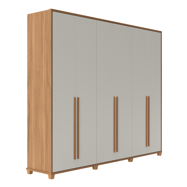 Guarda-Roupa Casal 6 portas 100% MDF com Espelho Interno Rockford Canella c/ Off White