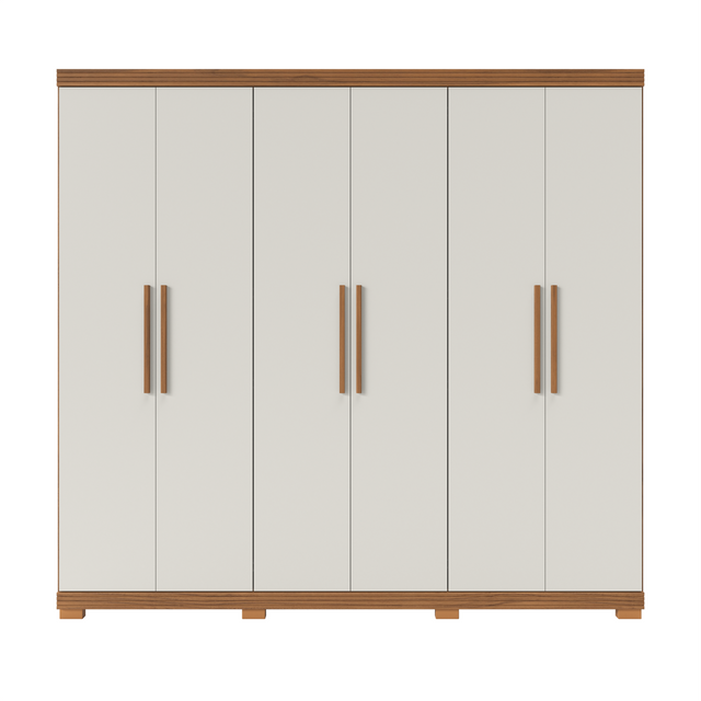 Guarda-Roupa Casal 6 Portas 100% MDF 246 cm Memphis Off White c/ Canella