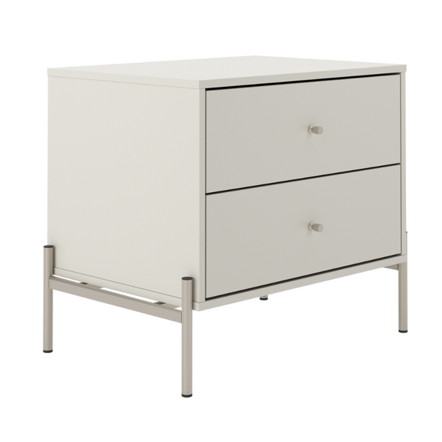 Mesa de Cabeceira Jasper 64 cm Branco Gloss com Dourado