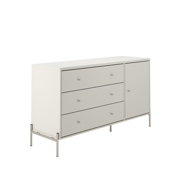 Cômoda com 3 Gavetas e 1 Porta Jasper 138 cm Off White com Champanhe
