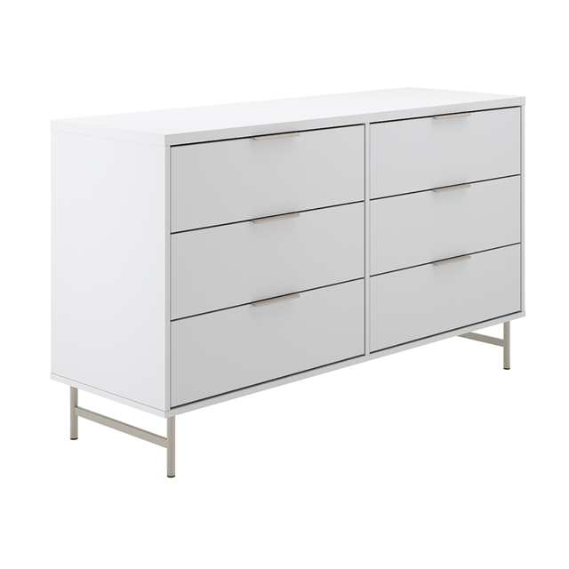 Cômoda 6 Gavetas Yves 135cm Branco Fosco com Champanhe