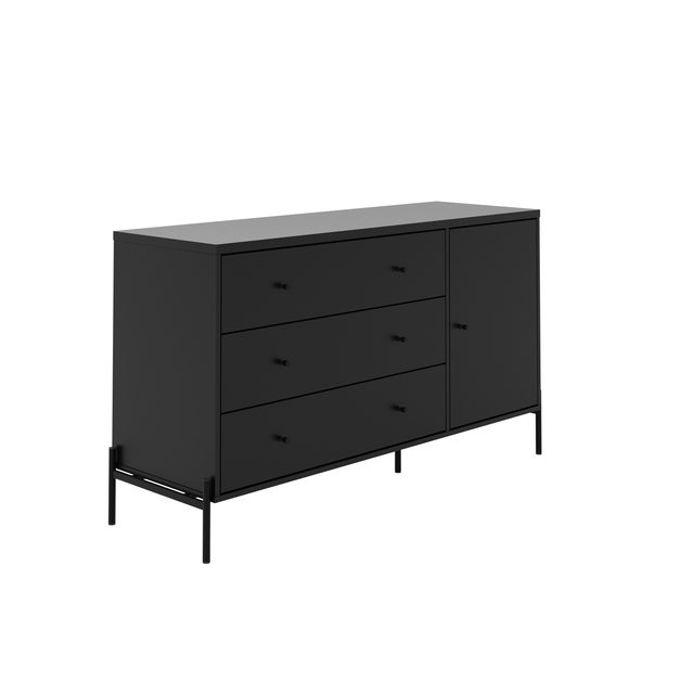 Cômoda com 3 Gavetas e 1 Porta Jasper 138 cm Preto Fosco