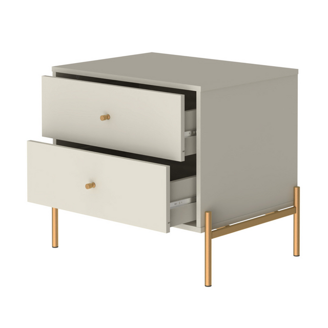 Mesa de Cabeceira Jasper 64 cm Off White Fosco com Dourado