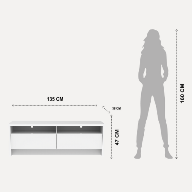 Rack para TV 50 Polegadas 2 Portas 135cm Aspen - Preto