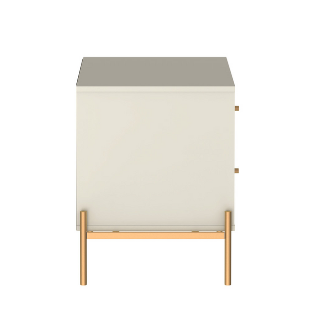 Mesa de Cabeceira Jasper 64 cm Off White Fosco com Dourado
