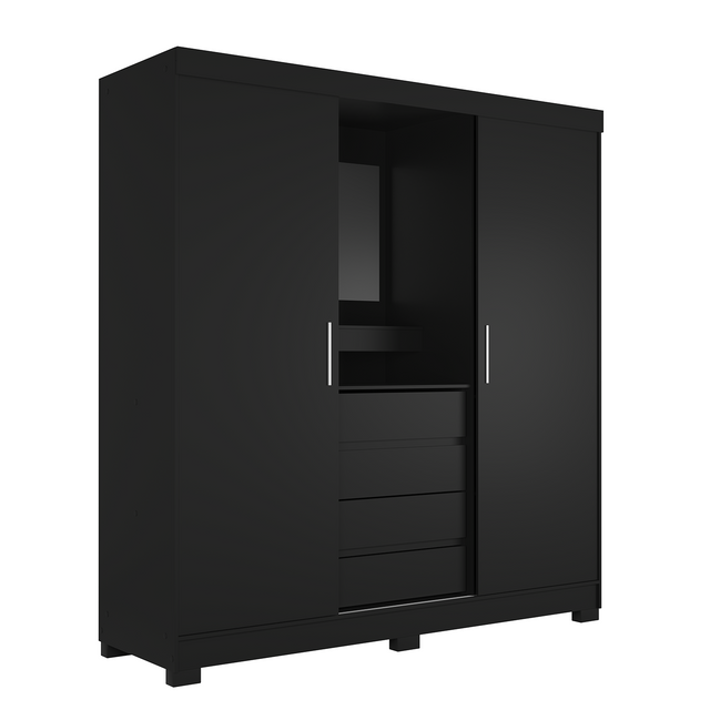 Guarda-Roupa 2 Portas de Correr c/ Espelho Italo 184cm Carvalho Off White