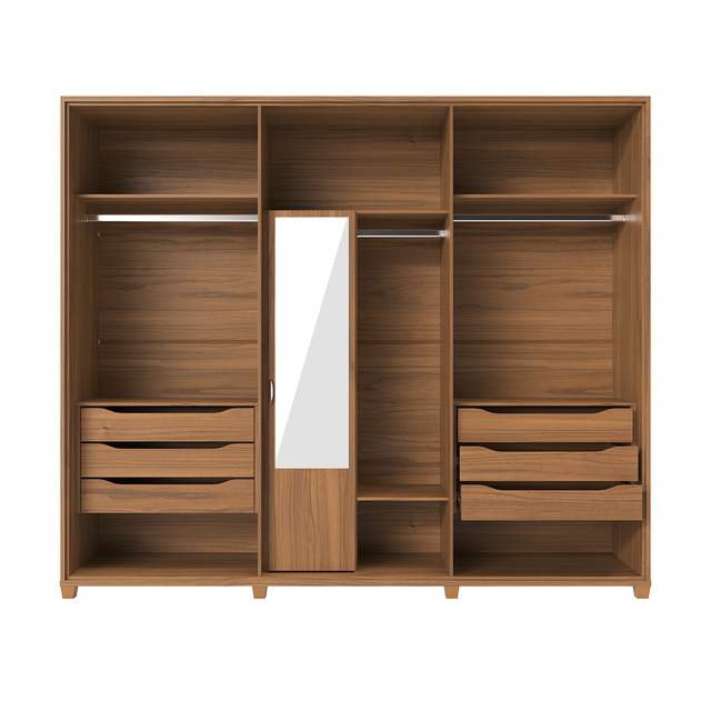 Guarda-Roupa Casal 6 portas 100% MDF com Espelho Interno Rockford Canella