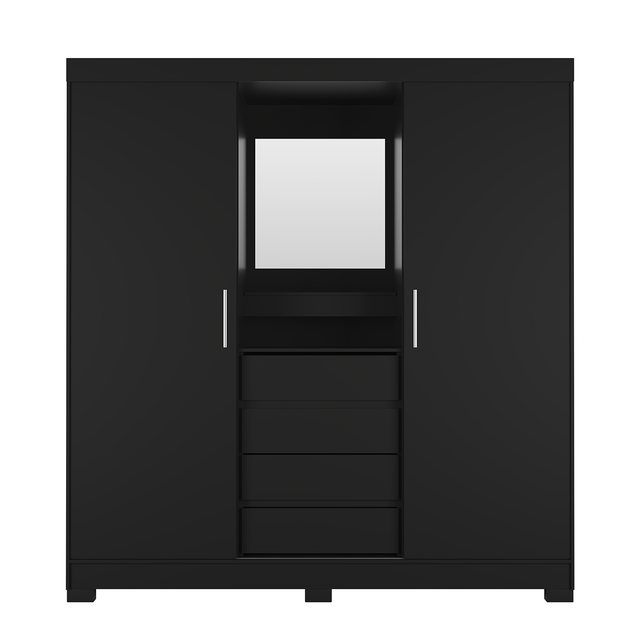 Guarda-Roupa Casal 2 Portas de Correr c/ Espelho Italo Carvalho com Grafite