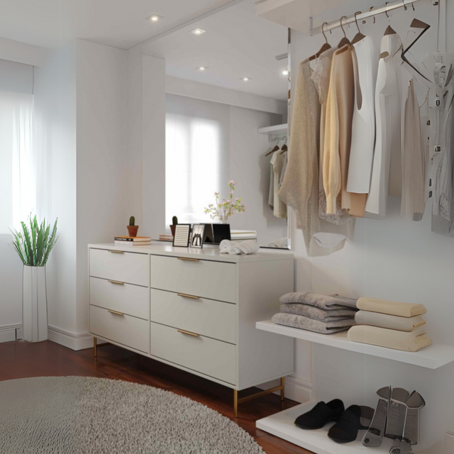 Cômoda 6 Gavetas Yves 135cm Off White com Dourado