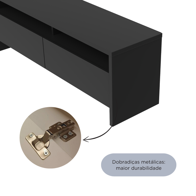 Rack para TV 50 Polegadas 2 Portas 135cm Aspen - Preto