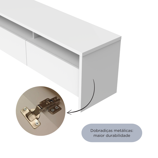 Rack para TV 75 Polegadas 3 Portas 184cm Aspen - Branco