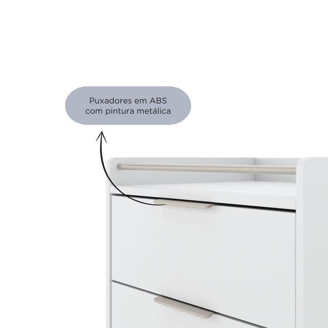 Mesa de Cabeceira c/ 2 Gavetas Yves Branco Fosco c/ Champanhe