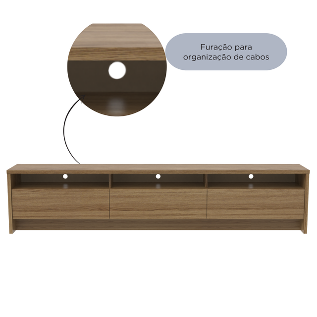 Rack para TV 75 Polegadas 3 Portas 219cm Aspen - Preto