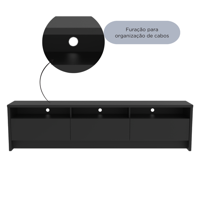 Rack para TV 75 Polegadas 3 Portas 184cm Aspen - Branco