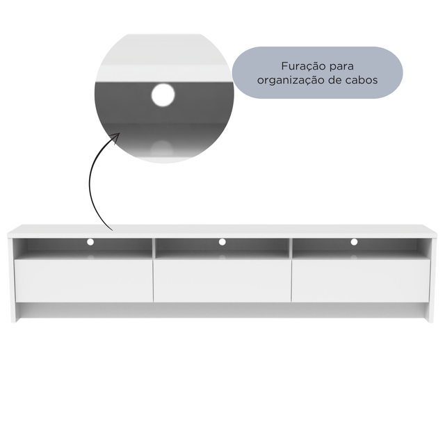 Rack para TV 75 Polegadas 3 Portas 219cm Aspen - Preto