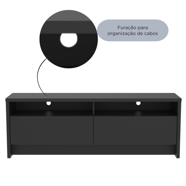 Rack para TV 50 Polegadas 2 Portas 135cm Aspen - Preto
