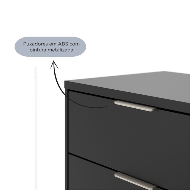 Cômoda 6 Gavetas Yves 135cm Off White com Dourado