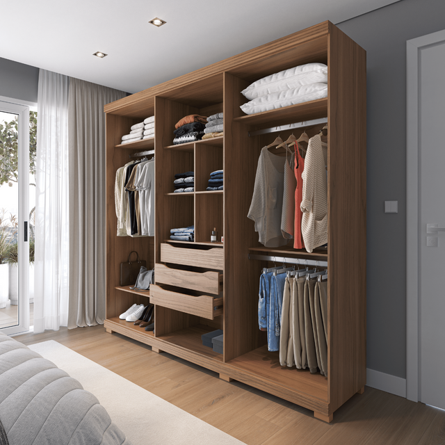 Guarda-Roupa Casal 6 portas 100% MDF 246 cm Memphis Canella