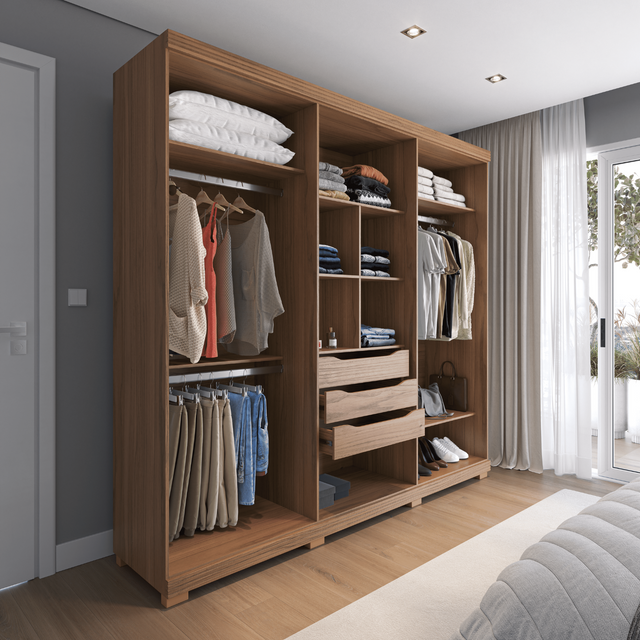 Guarda-Roupa Casal 6 portas Memphis 246cm Off White c/ Canella