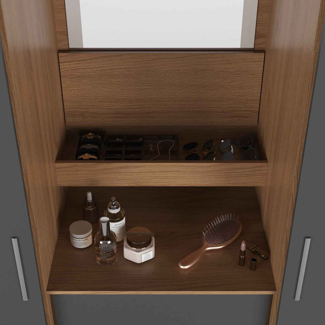 Guarda-Roupa Casal 2 Portas de Correr c/ Espelho Italo Carvalho com Grafite