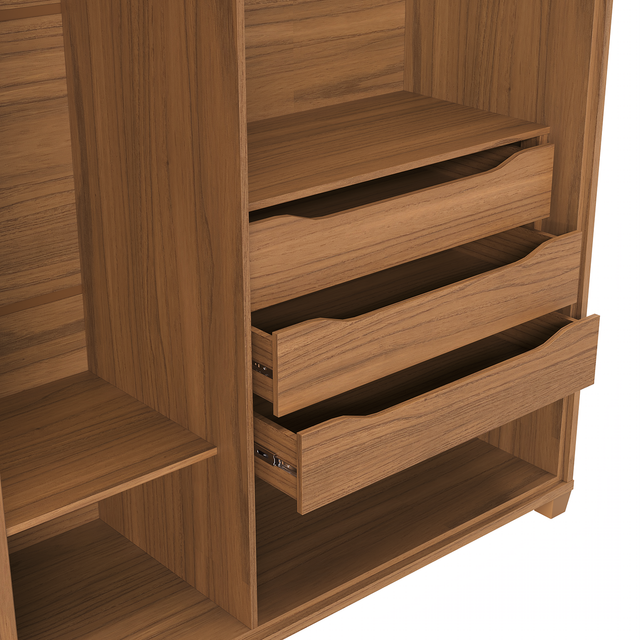 Guarda-Roupa Casal 6 portas 100% MDF com Espelho Interno Rockford 274cm Canella c/ Off White