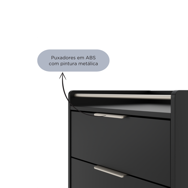 Mesa de Cabeceira c/ 2 Gavetas Yves Off White com Dourado