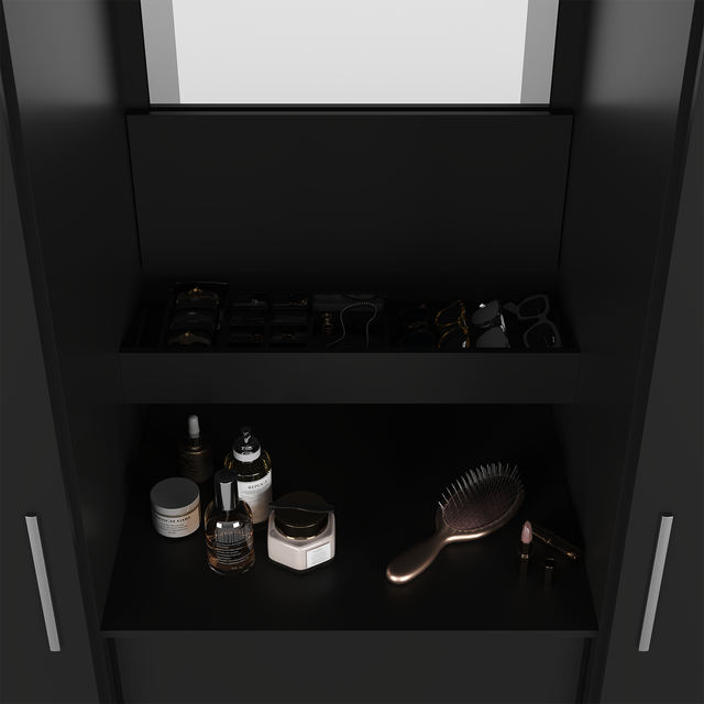 Guarda-Roupa Casal 2 Portas de Correr c/ Espelho Italo Carvalho com Grafite