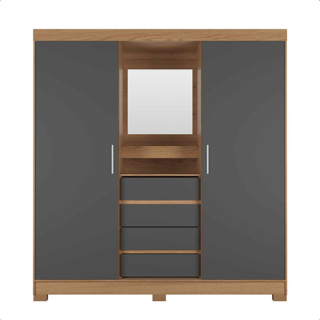 Guarda-Roupa Casal 2 Portas de Correr c/ Espelho Italo Carvalho com Grafite