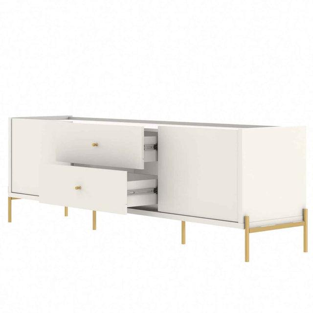 Rack para TVs até 75 Polegadas Jasper 185 cm Off White Fosco com Dourado