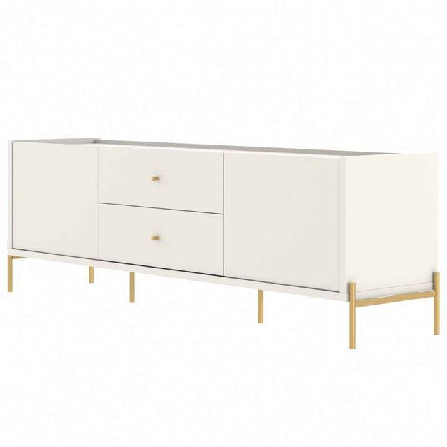 Rack para TVs até 75 Polegadas Jasper 185 cm Off White Fosco com Dourado