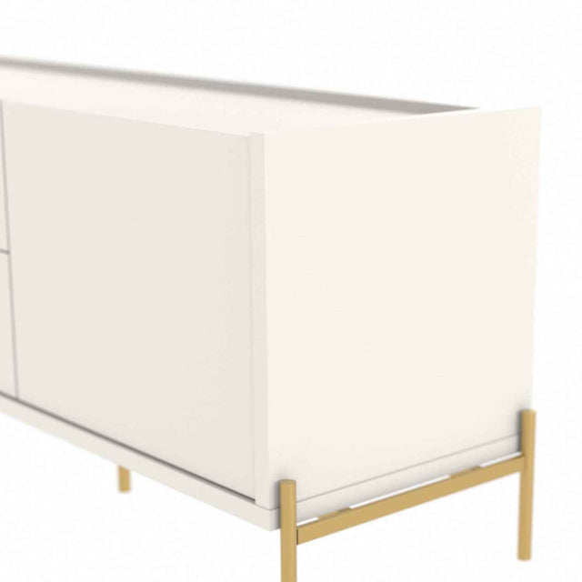 Rack para TVs até 75 Polegadas Jasper 185 cm Off White Fosco com Dourado
