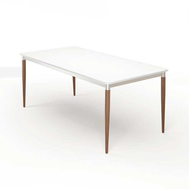 Mesa Abbey 184 cm - Natural c/ Off White Fosco - Champanhe