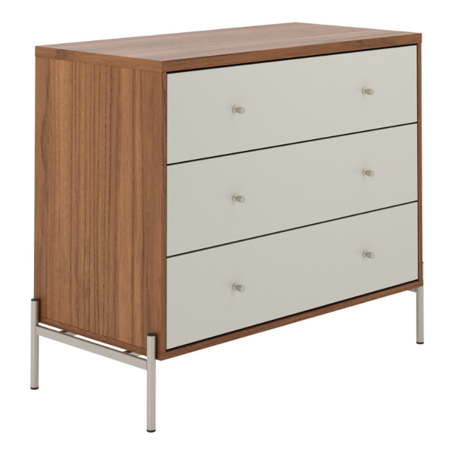 Cômoda Jasper 3 Gavetas 94cm Branco Gloss com Dourado