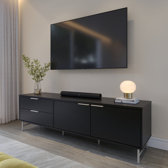 Rack para TVs até 75 Polegadas Yves 184 cm Preto Fosco com Champanhe