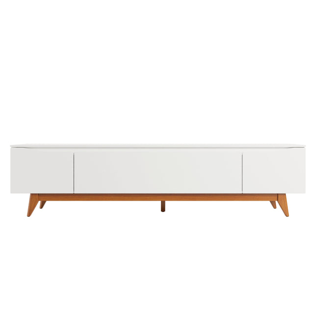 Rack Flynt para TVs até 75 Polegadas 3 Portas 220 cm Branco Fosco com Natural