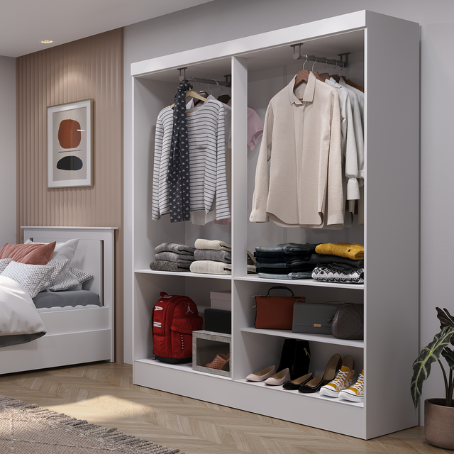 Guarda Roupa Solteiro 4 Portas Renzo 135cm Carvalho