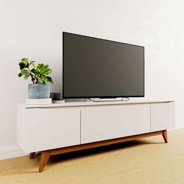 Rack Flynt para TVs até 75 Polegadas 3 Portas 184cm Branco Fosco com Natural