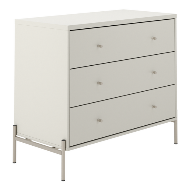Cômoda Jasper 3 Gavetas 94cm Branco Gloss com Dourado
