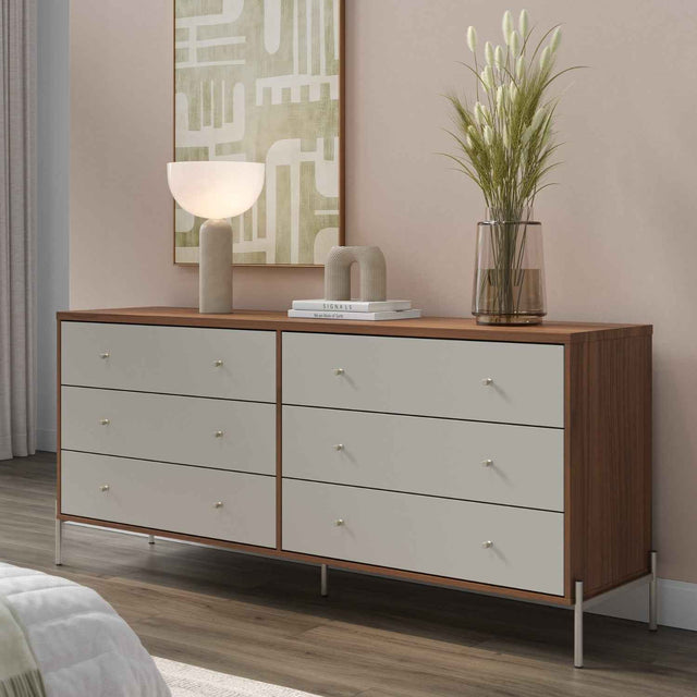 Cômoda 6 Gavetas Jasper 182 cm Branco Gloss com Dourado