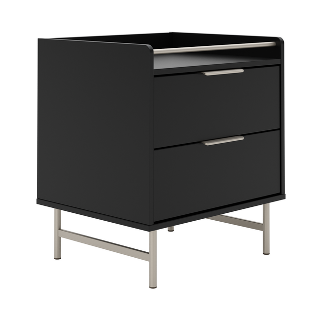 Mesa de Cabeceira c/ 2 Gavetas Yves Branco Fosco c/ Champanhe