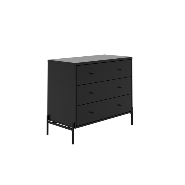 Cômoda com 3 Gavetas Jasper 94cm Preto Fosco