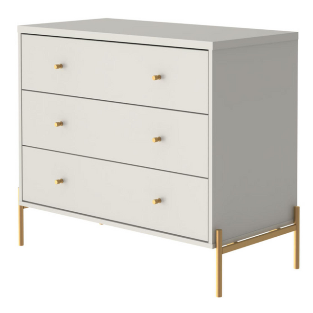 Cômoda com 3 Gavetas Jasper 94cm Off White com Champanhe