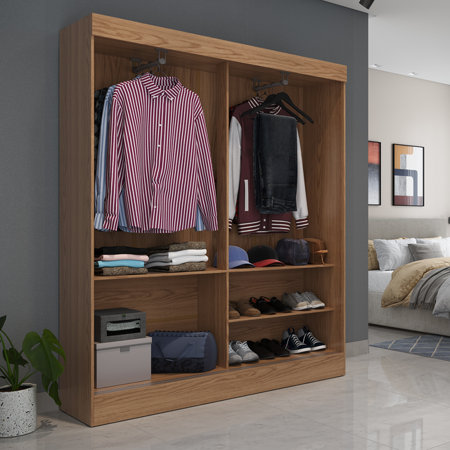 Guarda Roupa Solteiro 2 Portas de Correr Orazio 135cm Carvalho