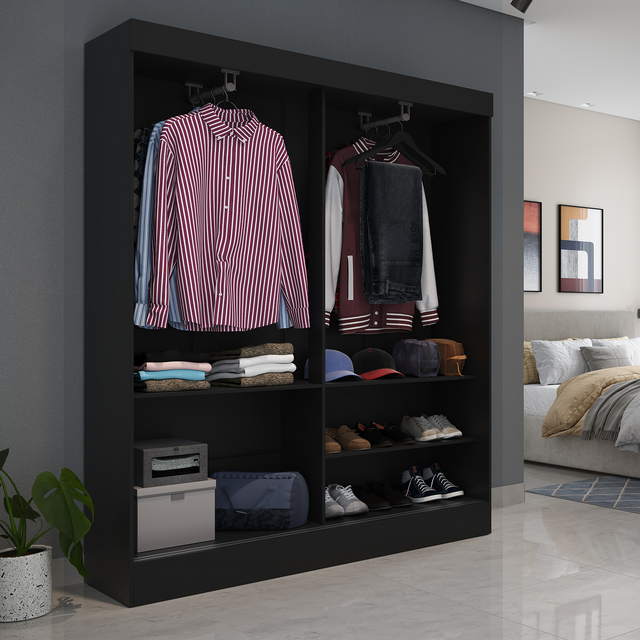 Guarda Roupa Solteiro 2 Portas de Correr Orazio 135cm Carvalho