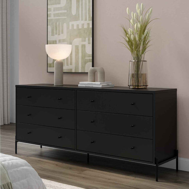 Cômoda 6 Gavetas Jasper 182 cm Branco Gloss com Dourado