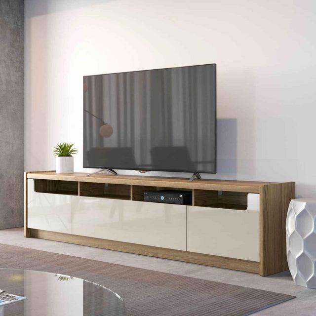 Rack para TVs até 75 Polegadas Oslo 220cm Off White com Freijó