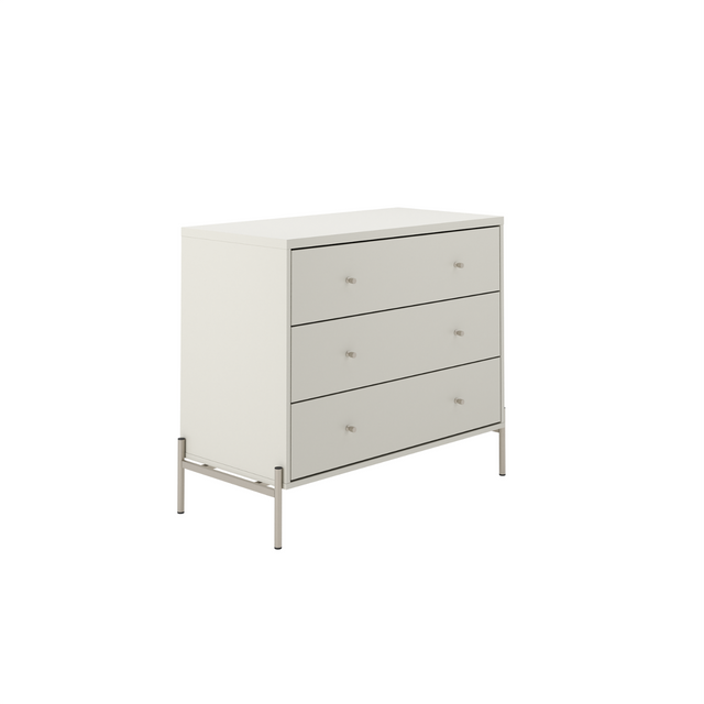Cômoda com 3 Gavetas Jasper 94cm Off White com Champanhe