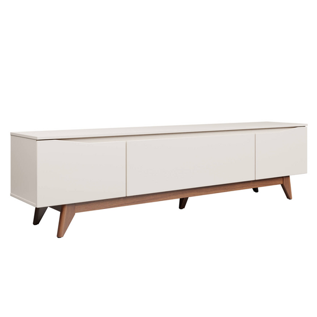 Rack Flynt para TVs até 75 Polegadas 3 Portas 220 cm Off White com Natural