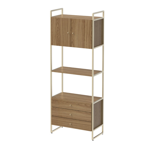 Estante com 3 Gavetas Voss 75 cm - Freijó c/ Champanhe